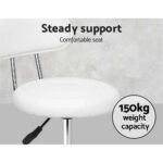 Artiss Adjustable Salon Stool Chair with Backrest PU Leather Hydraulic White - Image 3