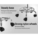 Artiss Adjustable Salon Stool Chair with Backrest PU Leather Hydraulic White - Image 4