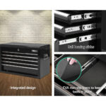 9 Drawer Steel Tool Chest Lockable Workshop Storage Cabinet Black - Image 3