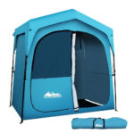 Pop Up Shower Toilet Tent Double Room Camping Privacy Blue - Image 5