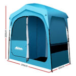 Pop Up Shower Toilet Tent Double Room Camping Privacy Blue - Image 2