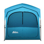 Pop Up Shower Toilet Tent Double Room Camping Privacy Blue - Image 3