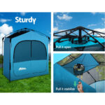 Pop Up Shower Toilet Tent Double Room Camping Privacy Blue - Image 6