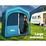 Pop Up Shower Toilet Tent Double Room Camping Privacy Blue - Image 4