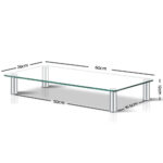 Artiss Glass Monitor Stand Riser Desktop Screen Holder 60cm Silver Legs - Image 6