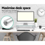 Artiss Glass Monitor Stand Riser Desktop Screen Holder 60cm Silver Legs - Image 3