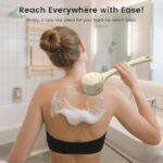 Electric Shower Body Scrubber Brush with 4 Heads, IPX5 Waterproof Rechargeable Back Cleaner for Exfoliating & Massage, 2-Speed Rotating Bath Brush for Sensitive Skin (Milk coffee) - Image 3