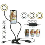 LED Selfie Ring Light with Cell Phone Holder Flexible Stand Live Stream Lamp AU
