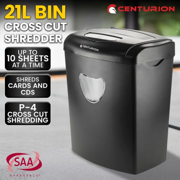 Paper Shredder 21L – 10‑Sheet Cross‑Cut CD & Credit Card Shredder