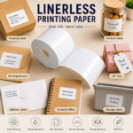 6 Rolls Linerless Printing Label Paper 80 mm × 52 m for Takeaway Shop Restaurant