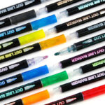 24 Piece Double Line Outline Pen Set Glitter Paint Markers 12 Colors Self-Outline Metallic Shimmer Pens for DIY Crafts Cards - Image 2