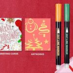 24 Piece Double Line Outline Pen Set Glitter Paint Markers 12 Colors Self-Outline Metallic Shimmer Pens for DIY Crafts Cards - Image 3