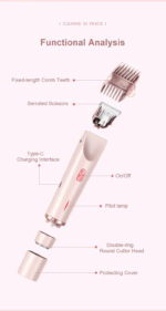 2-in-1 Electric Lady Shaver & Bikini Trimmer Dual Head Waterproof Wet & Dry Body Hair Remover Cordless Razor for Face Legs Underarms Blue - Image 5