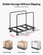 Drywall Cart Dolly, 816 kg Load Capacity, Steel Panel Truck Cart with 12.5 mm Swivel Casters, Lumber Drywall Dolly with Tie-Down Strap & 2 Side Handrails for Factory, Warehouse, Garage, Black - Image 5