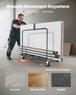 Drywall Cart Dolly, 816 kg Load Capacity, Steel Panel Truck Cart with 12.5 mm Swivel Casters, Lumber Drywall Dolly with Tie-Down Strap & 2 Side Handrails for Factory, Warehouse, Garage, Black - Image 3