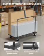 Drywall Cart Dolly, 816 kg Load Capacity, Steel Panel Truck Cart with 12.5 mm Swivel Casters, Lumber Drywall Dolly with Tie-Down Strap & 2 Side Handrails for Factory, Warehouse, Garage, Black - Image 4