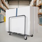 Drywall Cart Dolly, 816 kg Load Capacity, Steel Panel Truck Cart with 12.5 mm Swivel Casters, Lumber Drywall Dolly with Tie-Down Strap & 2 Side Handrails for Factory, Warehouse, Garage, Black - Image 8