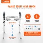 Raised Toilet Seat, 7-Position Height Adjustment 655-805 Mm, 158.7 kg Weight Capacity, with Comfort Padded Aluminum Frame, Universal Toilet Seat Riser, for Elderly, Handicap, Pregnant, Medical - Image 6