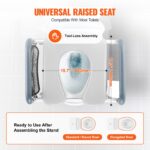 Raised Toilet Seat, 7-Position Height Adjustment 655-805 Mm, 158.7 kg Weight Capacity, with Comfort Padded Aluminum Frame, Universal Toilet Seat Riser, for Elderly, Handicap, Pregnant, Medical - Image 2