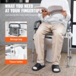 Raised Toilet Seat, 7-Position Height Adjustment 655-805 Mm, 158.7 kg Weight Capacity, with Comfort Padded Aluminum Frame, Universal Toilet Seat Riser, for Elderly, Handicap, Pregnant, Medical - Image 4