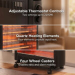 Infrared Quartz Electric Radiant Heater – 2200W Portable Freestanding Panel - Image 3